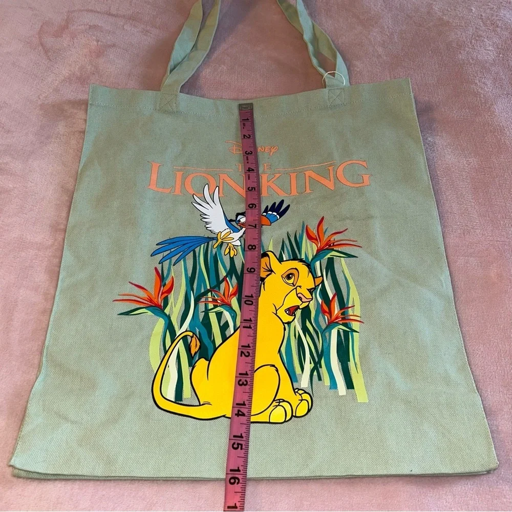 Lion King light green cotton tote bag with young Simba and Zasu flawed